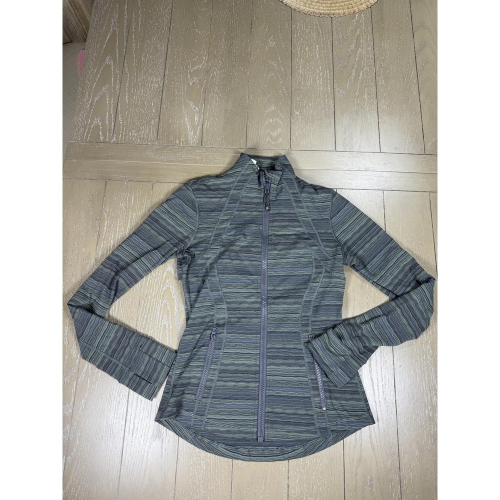 Lululemon Jacket Womens 6 Gray Green Define Full‎ Zip Thumbholes Space Dye Yoga